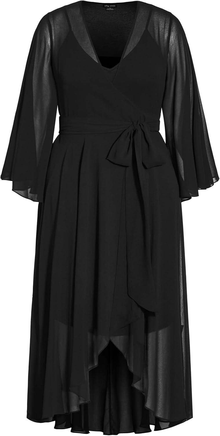 image:imageCity Chic Womens Plus Size Cocktail Dress Wrap MaxiBlack