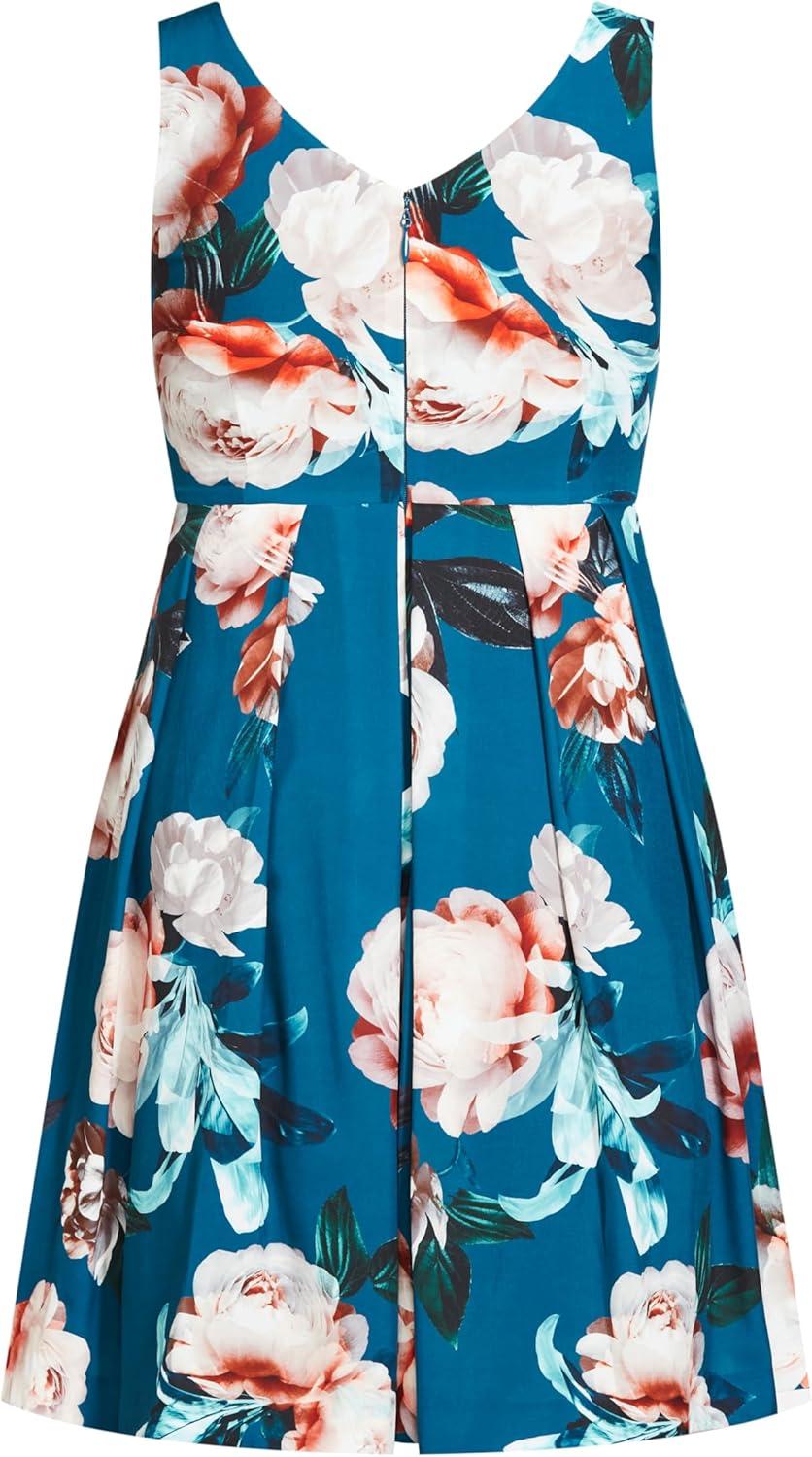 image:imageCity Chic Womens Plus Size Dress DariaTeal Print