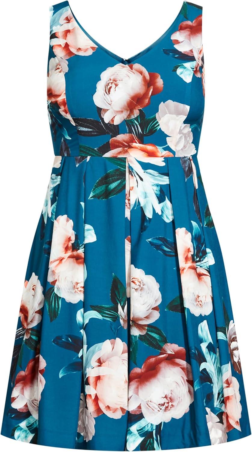 image:imageCity Chic Womens Plus Size Dress DariaTeal Print