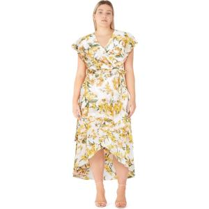 City Chic Womens Cocktail Dress – Flare Tier Print Maxi(Yellow Floral)