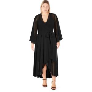 City Chic Women’s Plus Size Cocktail Dress – Wrap Maxi(Black)