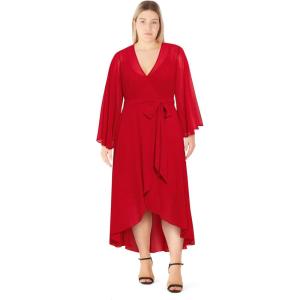 City Chic Women’s Plus Size Cocktail Dress – Wrap Maxi(Red)