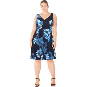 City Chic Women’s Plus Size Dress – Ora Print(Navy Bloom)