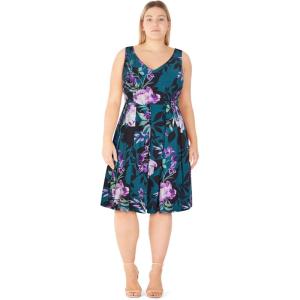 City Chic Women’s Plus Size Dress – Ora Print(Teal Bloom)