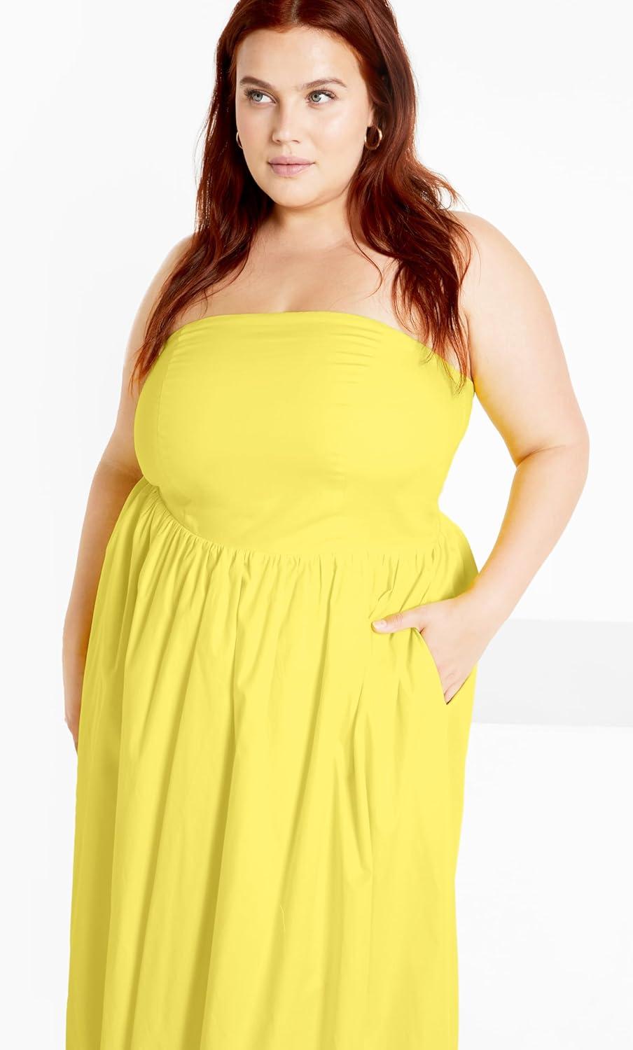 image:imageCity Chic Womens Plus Size Cocktail Dress Alina MaxiYellow