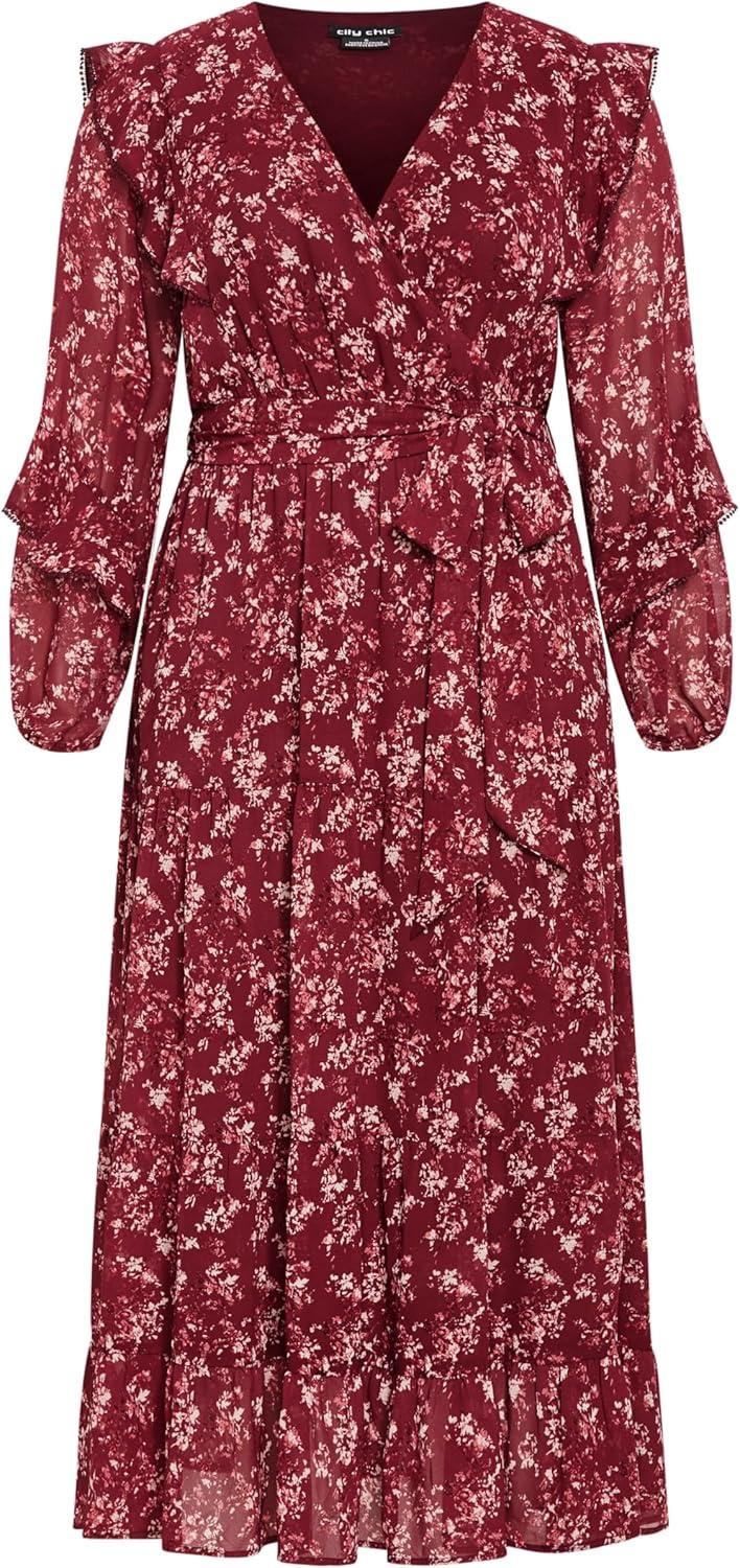 image:imageCity Chic Womens Plus Size Cocktail Dress Arielle MaxiRed Floral