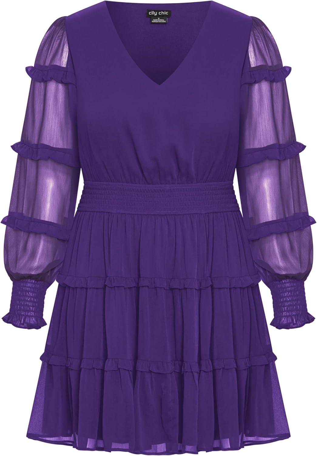 image:imageCity Chic Womens Plus Size Cocktail Dress Daisy JunePurple