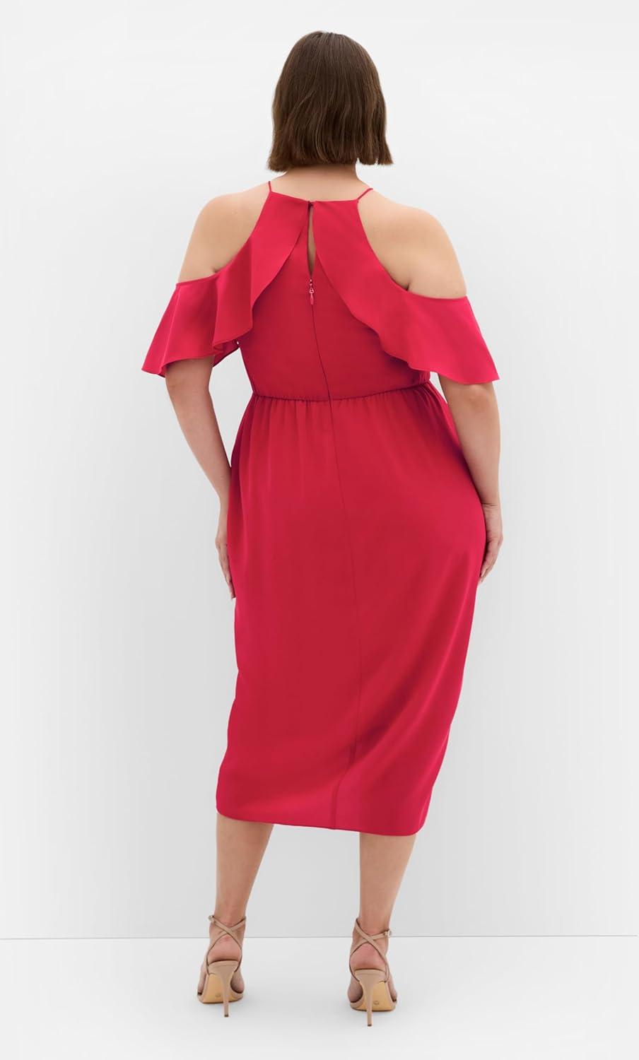 image:imageCity Chic Womens Plus Size Cocktail Dress Love Siren Ruffle ShoulderSiren Red