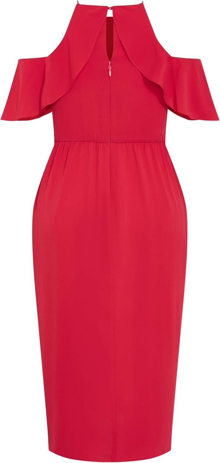 image:imageCity Chic Womens Plus Size Cocktail Dress Love Siren Ruffle ShoulderSiren Red