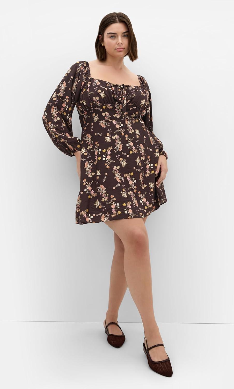 image:imageCity Chic Womens Plus Size Dress Abbie Long Sleeve Print MiniCocoa Bloom