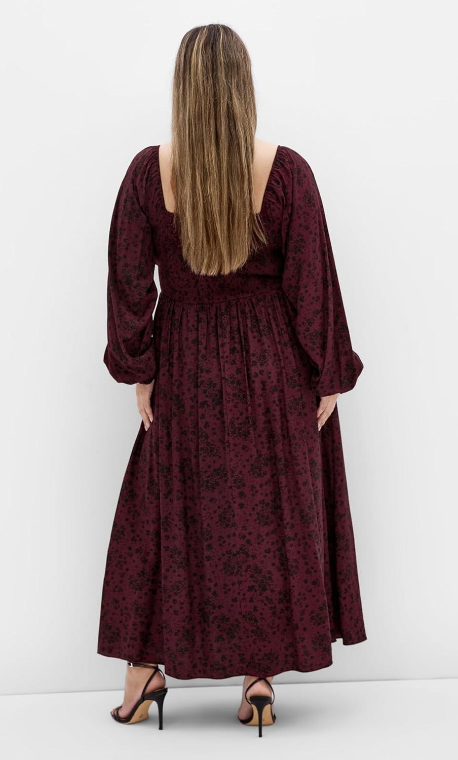 image:imageCity Chic Womens Plus Size Dress Abbigail Long Sleeve Print MaxiCherry Ditsy
