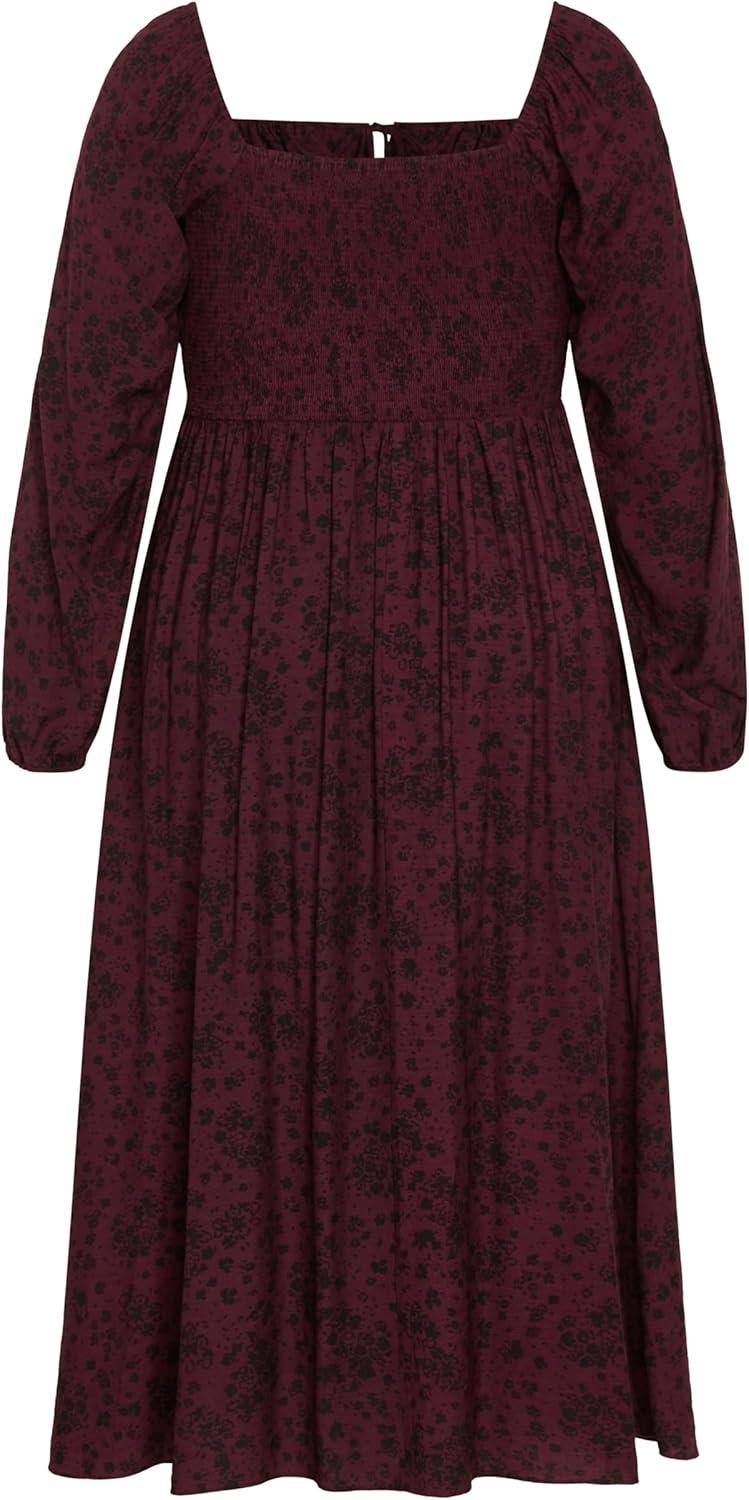 image:imageCity Chic Womens Plus Size Dress Abbigail Long Sleeve Print MaxiCherry Ditsy
