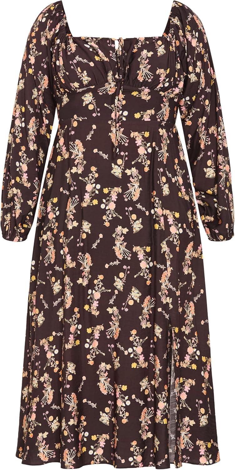 image:imageCity Chic Womens Plus Size Dress Abbigail Long Sleeve Print MaxiCocoa Bloom