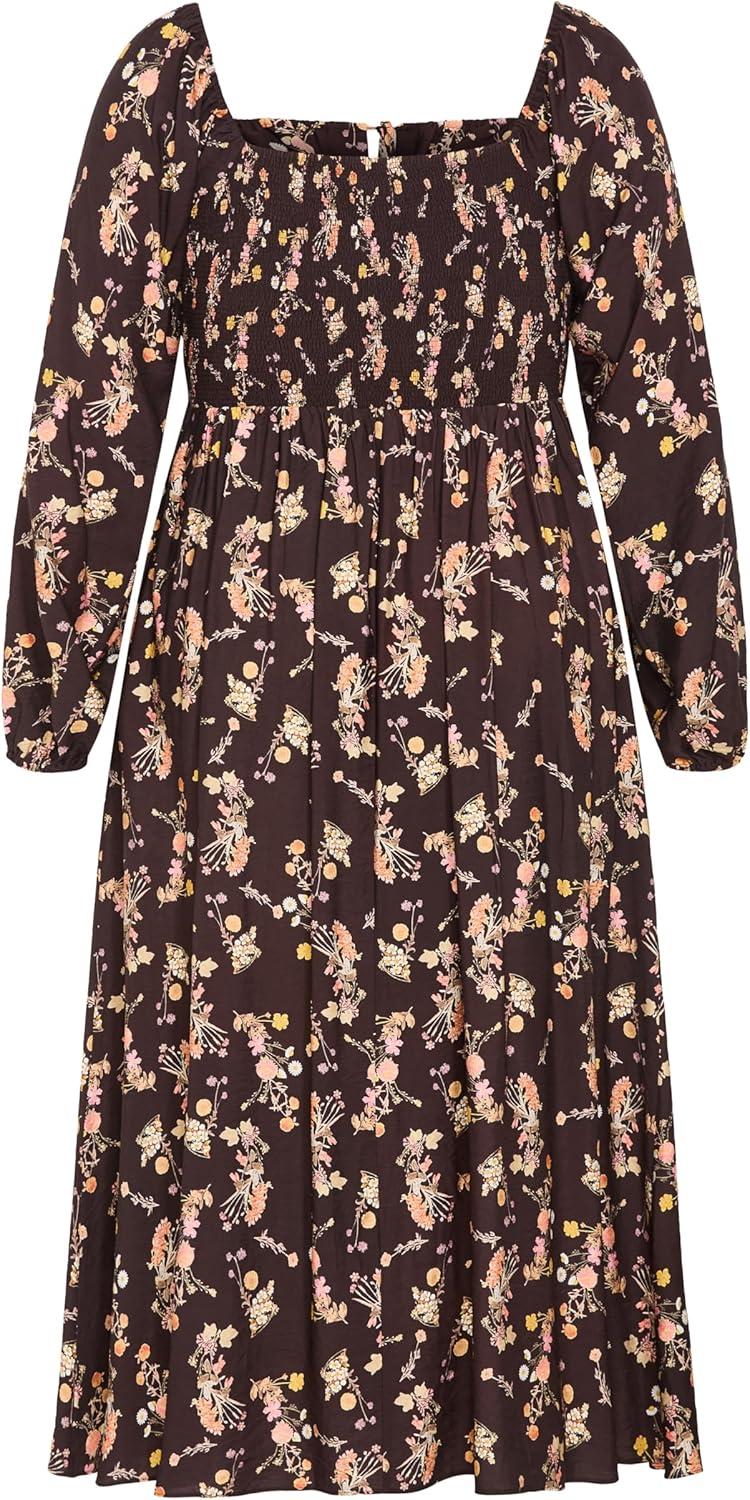 image:imageCity Chic Womens Plus Size Dress Abbigail Long Sleeve Print MaxiCocoa Bloom