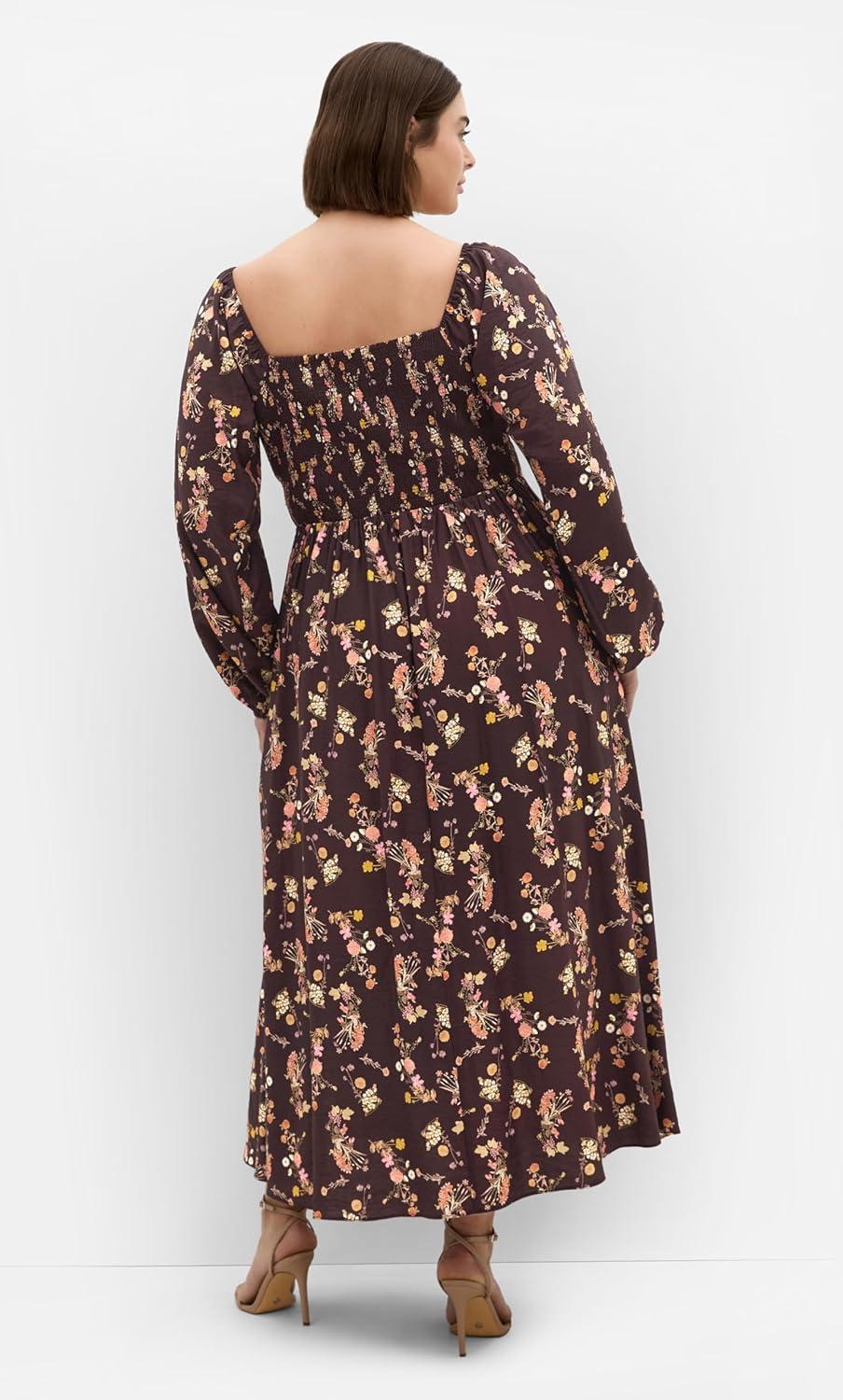 image:imageCity Chic Womens Plus Size Dress Abbigail Long Sleeve Print MaxiCocoa Bloom