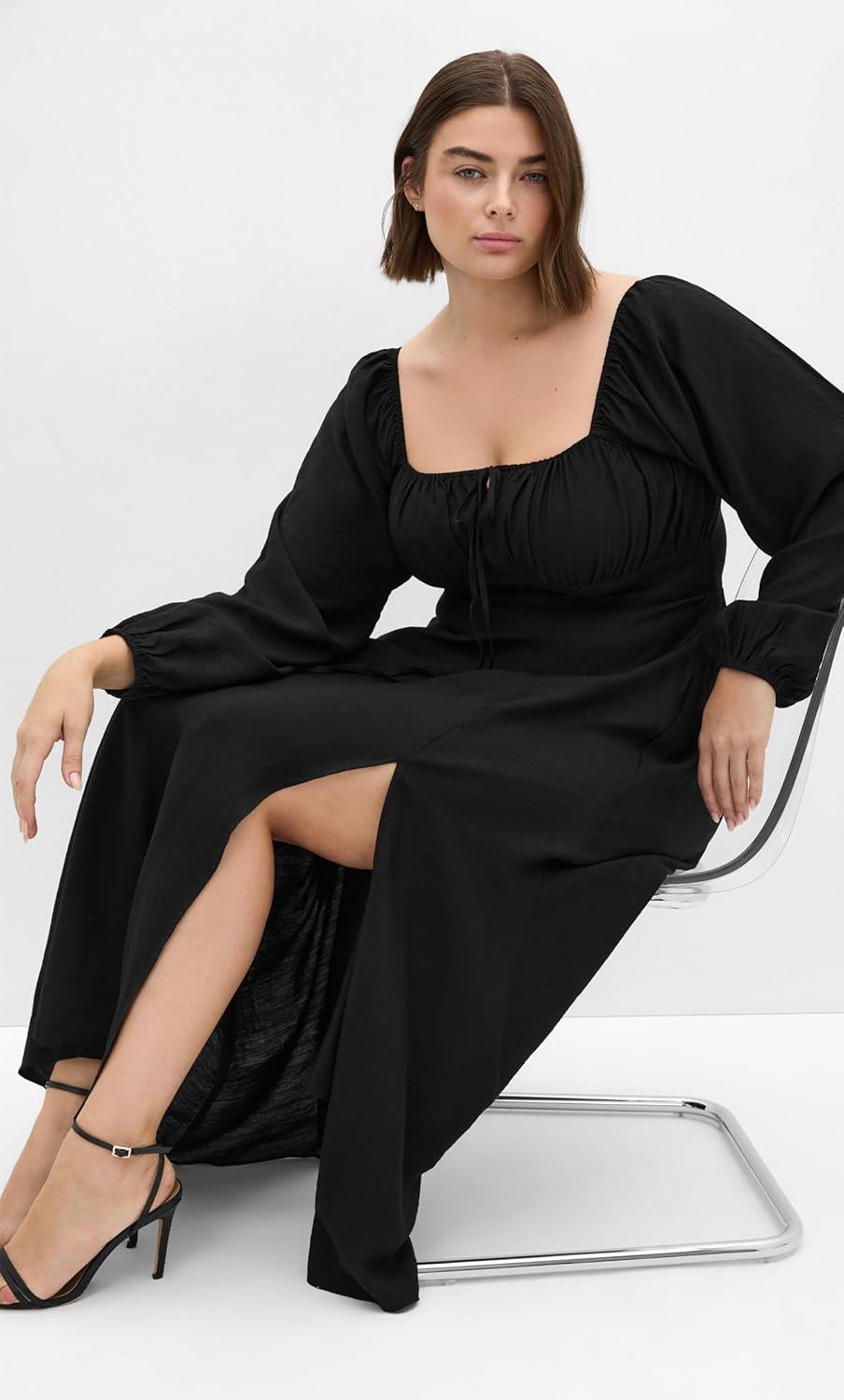 image:imageCity Chic Womens Plus Size Dress Abbigail Long SleeveBlack