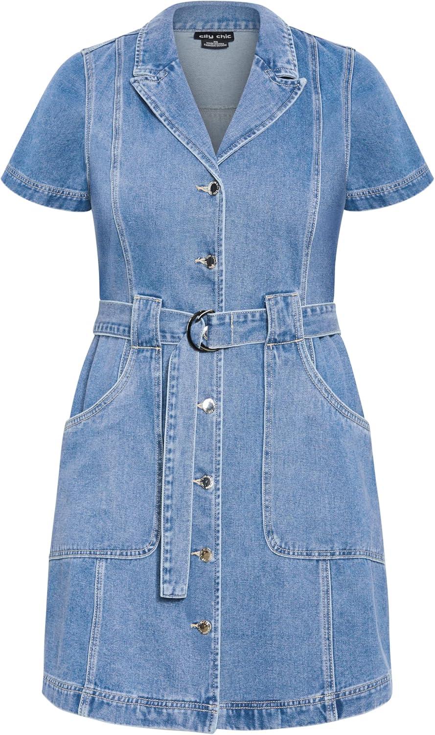 image:imageCity Chic Womens Plus Size Dress Aleah DetailMid Wash