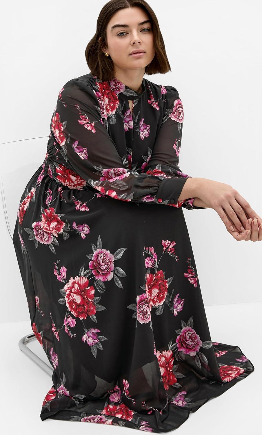 image:imageCity Chic Womens Plus Size Dress Alexandra Print MaxiRosa Floral