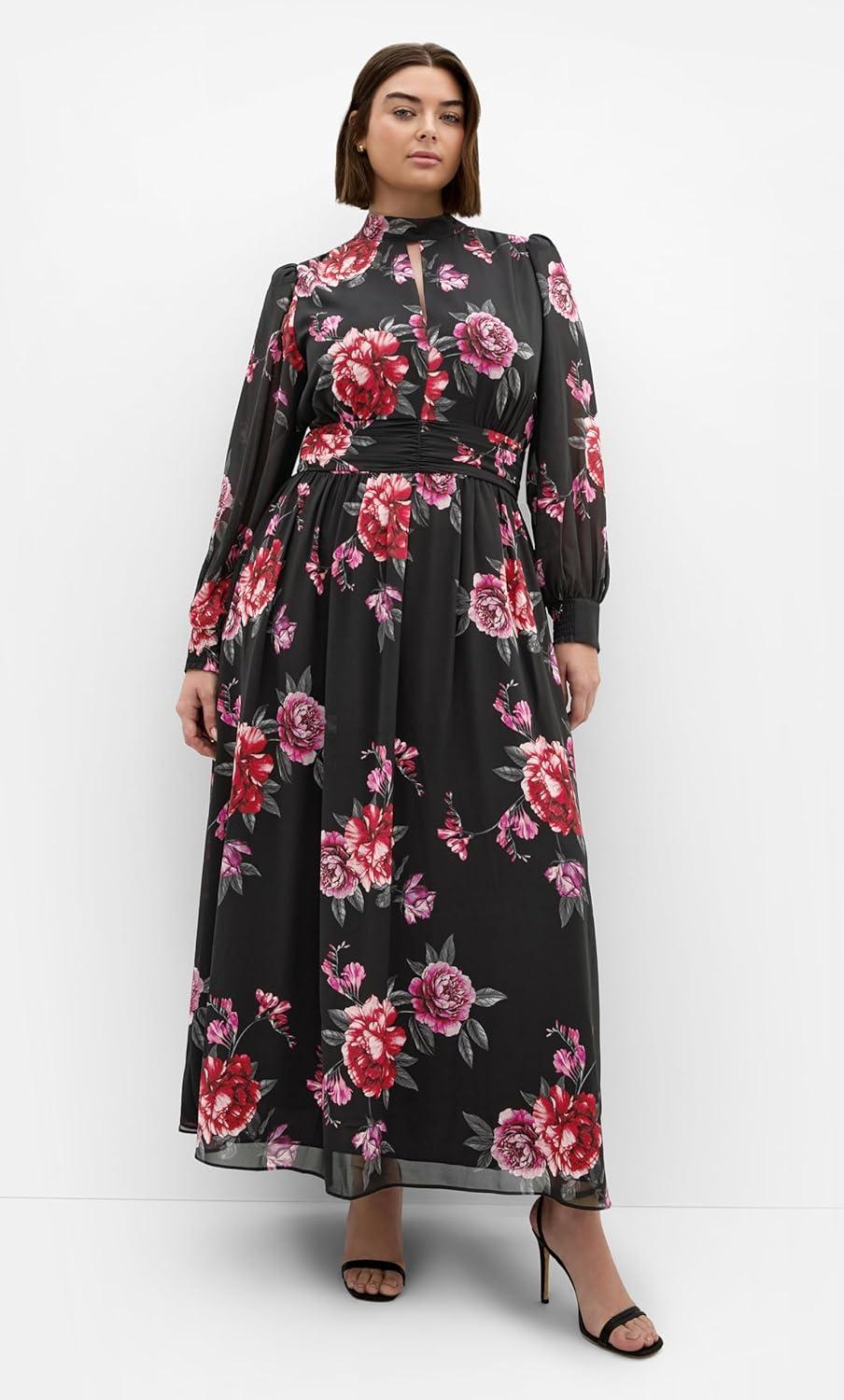 image:imageCity Chic Womens Plus Size Dress Alexandra Print MaxiRosa Floral