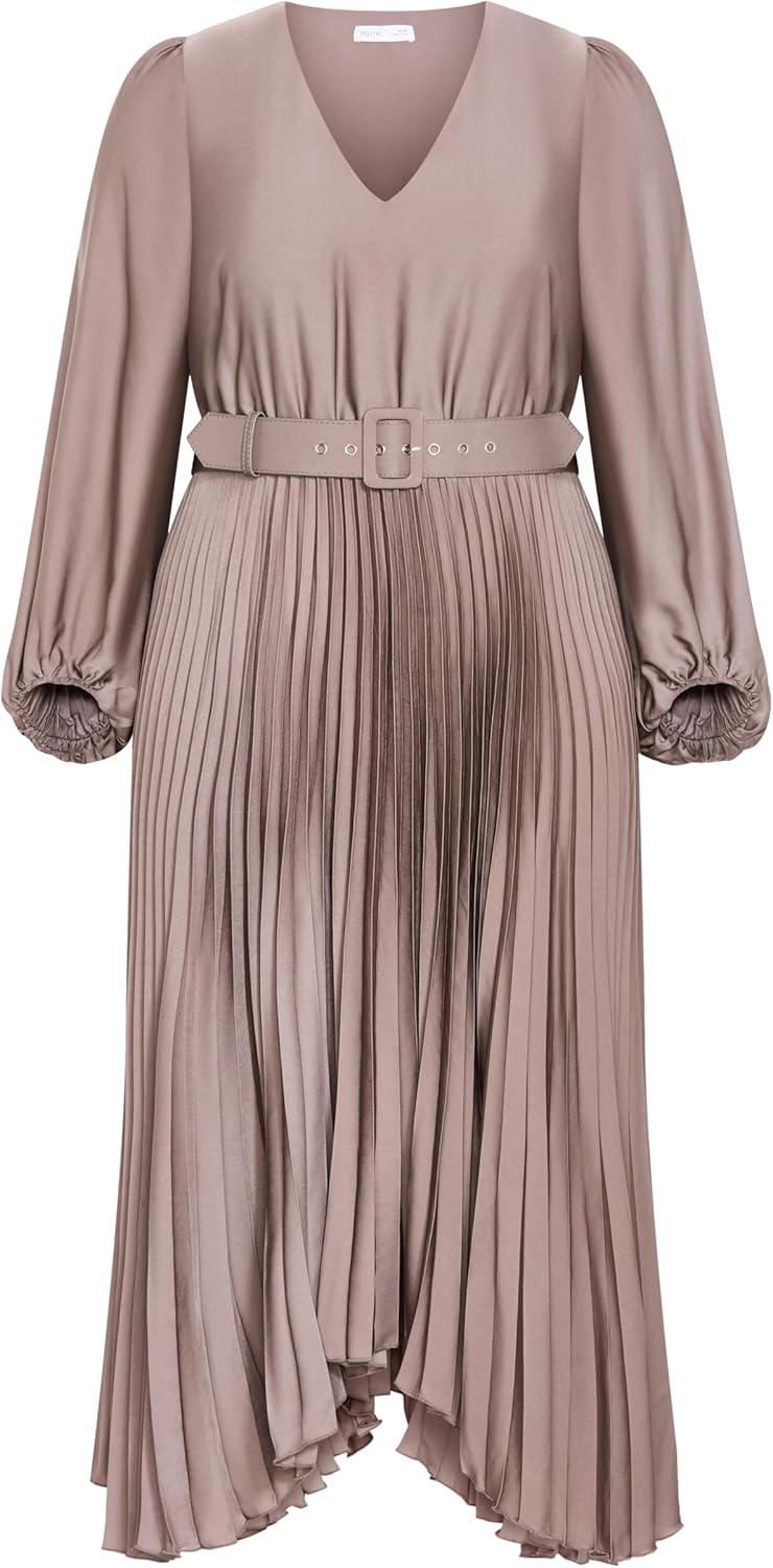 image:imageCity Chic Womens Plus Size Dress Amara Pleat MidiMink