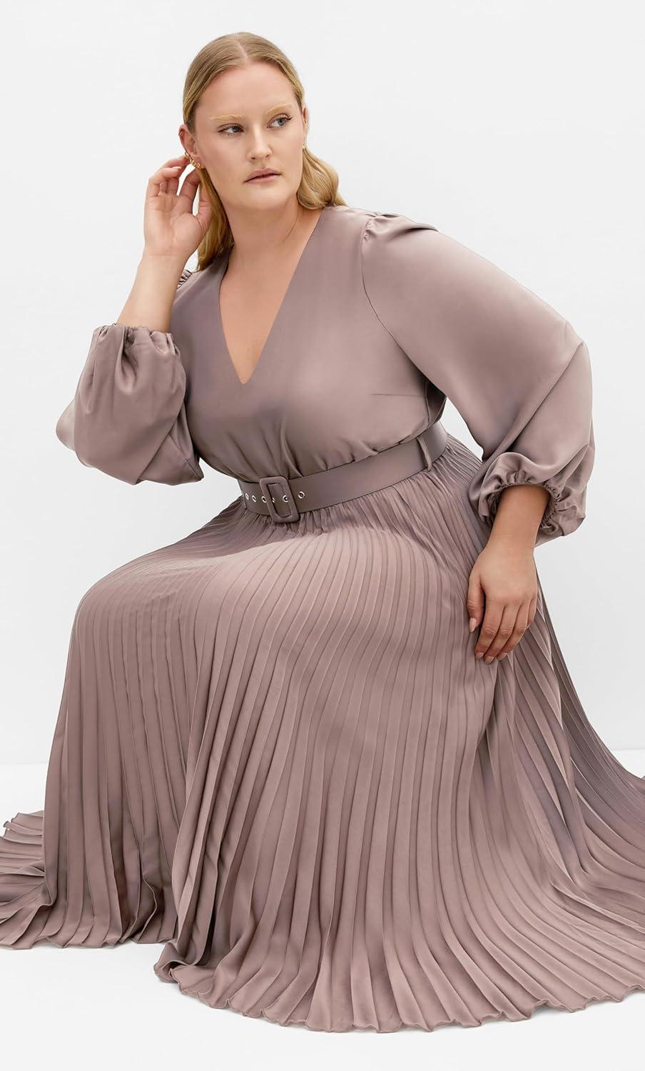 image:imageCity Chic Womens Plus Size Dress Amara Pleat MidiMink
