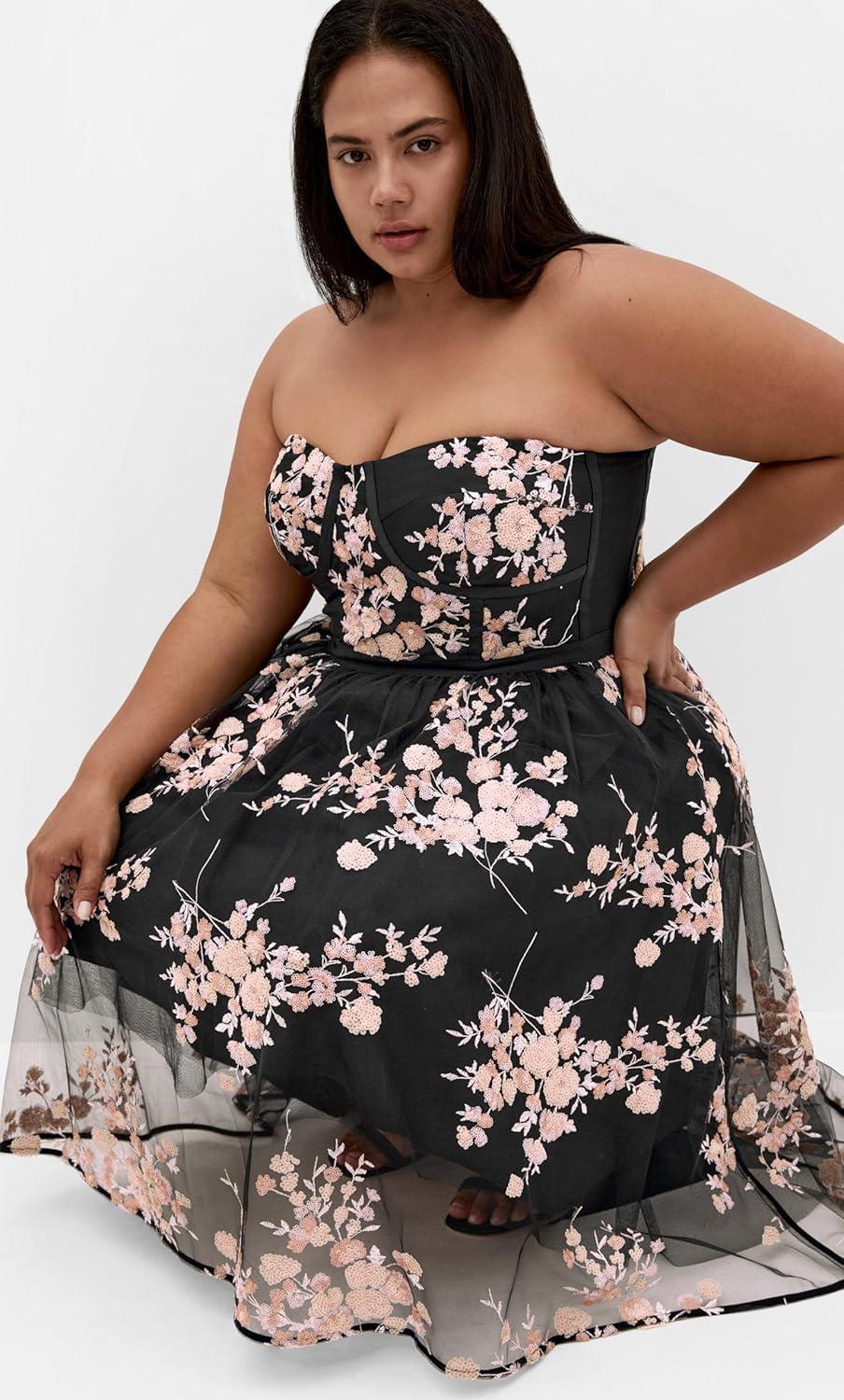 image:imageCity Chic Womens Plus Size Dress Ambrosia Strapless TulleBlack
