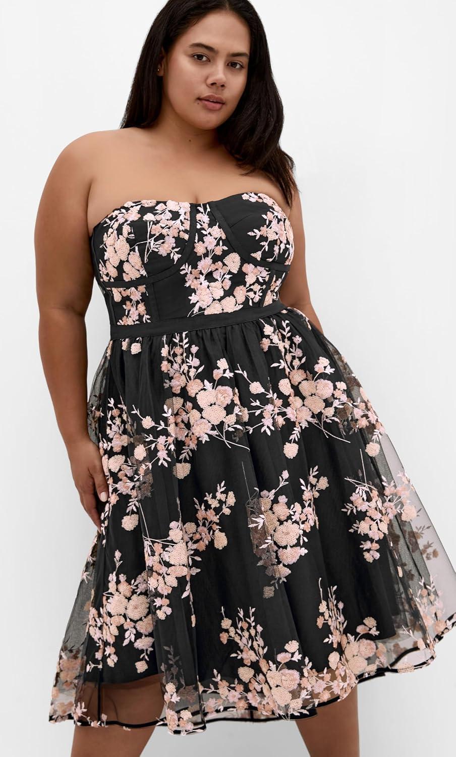 image:imageCity Chic Womens Plus Size Dress Ambrosia Strapless TulleBlack