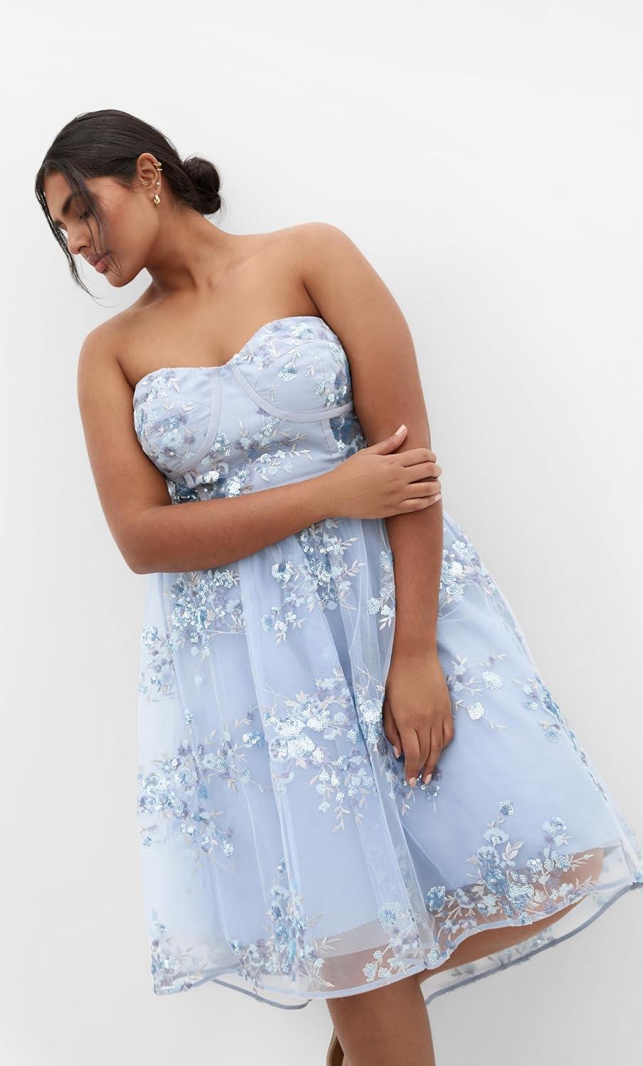 image:imageCity Chic Womens Plus Size Dress Ambrosia Strapless TulleSoft Blue