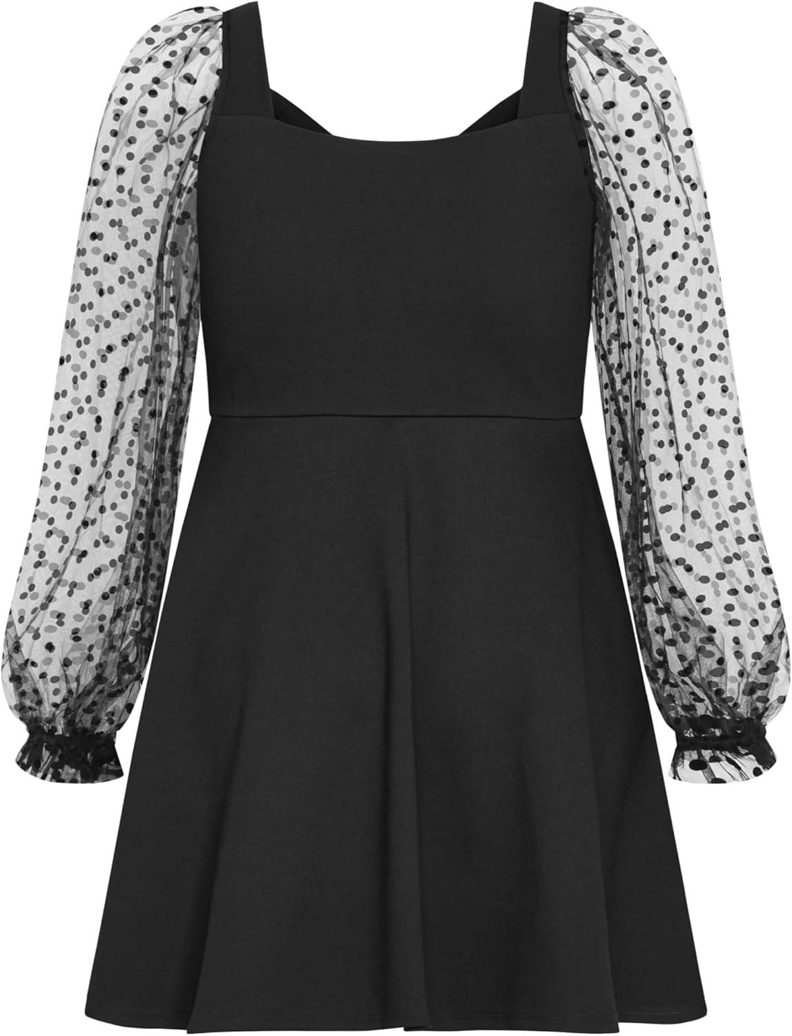 image:imageCity Chic Womens Plus Size Dress Asher Spot Sleeve SkaterBlack