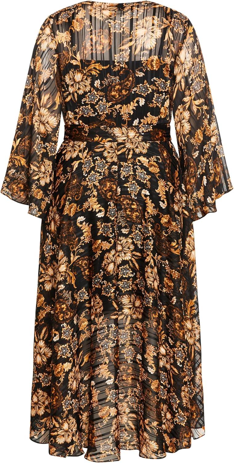 image:imageCity Chic Womens Plus Size Dress Cameron MaxiOrange Print