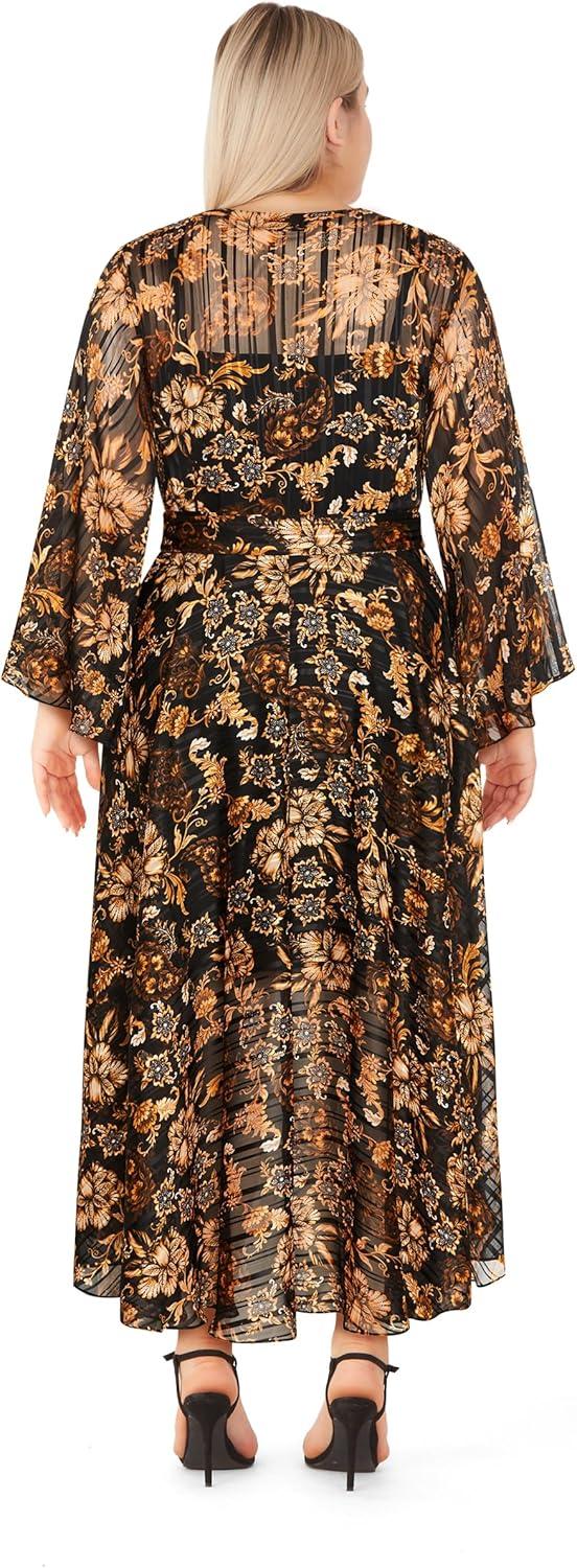image:imageCity Chic Womens Plus Size Dress Cameron MaxiOrange Print