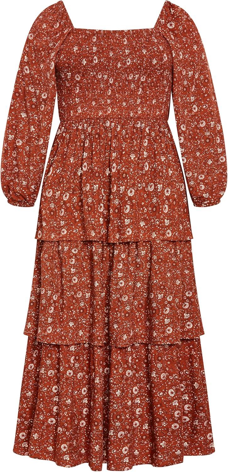 image:imageCity Chic Womens Plus Size Dress Cassidy MaxiOrange Print