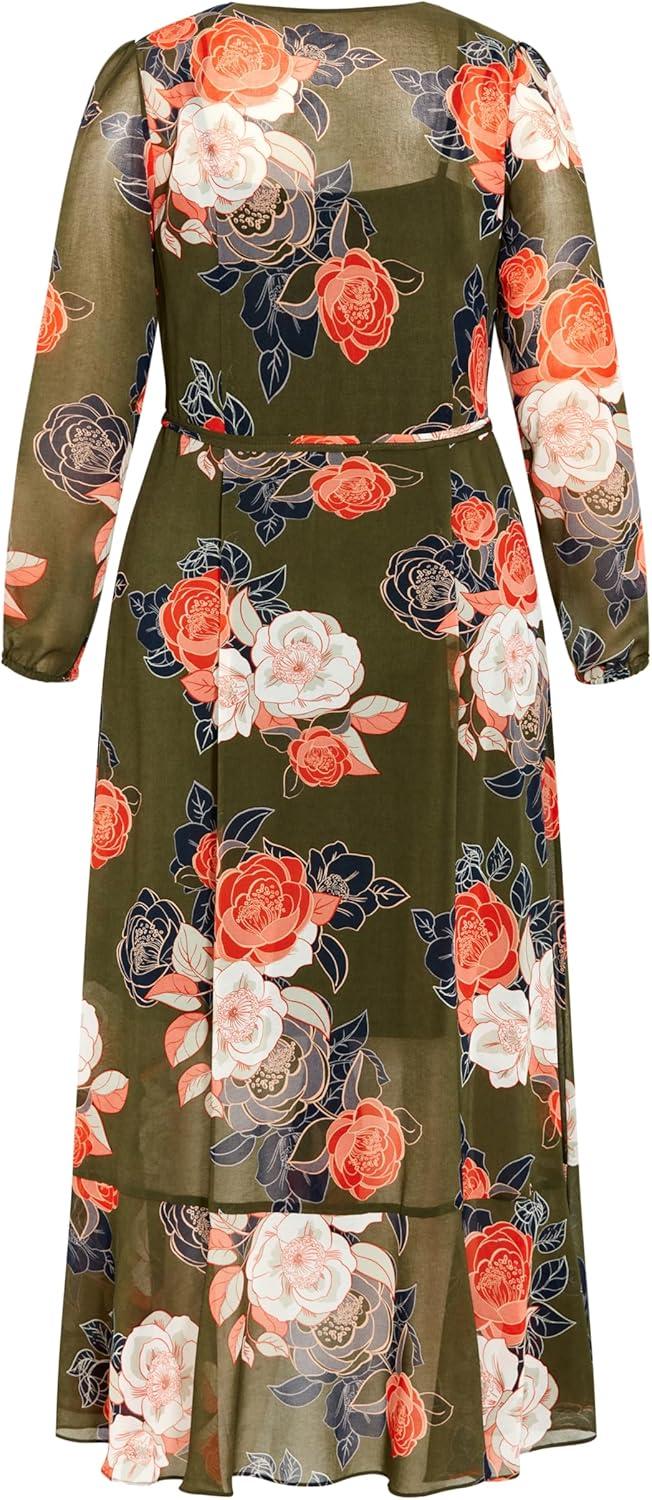 image:imageCity Chic Womens Plus Size Dress Kataleya MaxiOlive Floral