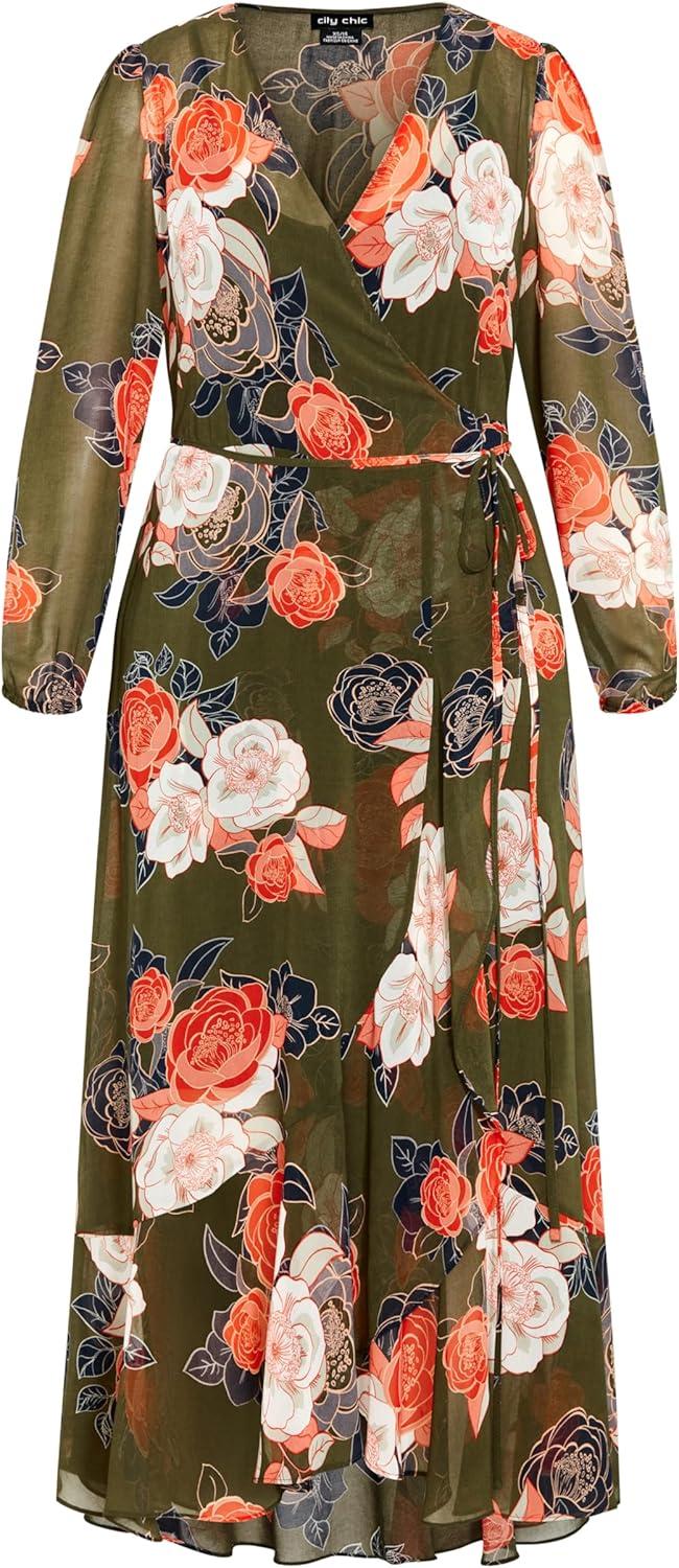 image:imageCity Chic Womens Plus Size Dress Kataleya MaxiOlive Floral