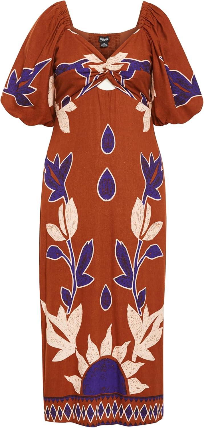image:imageCity Chic Womens Plus Size Dress Luna Print MaxiPlacement Print