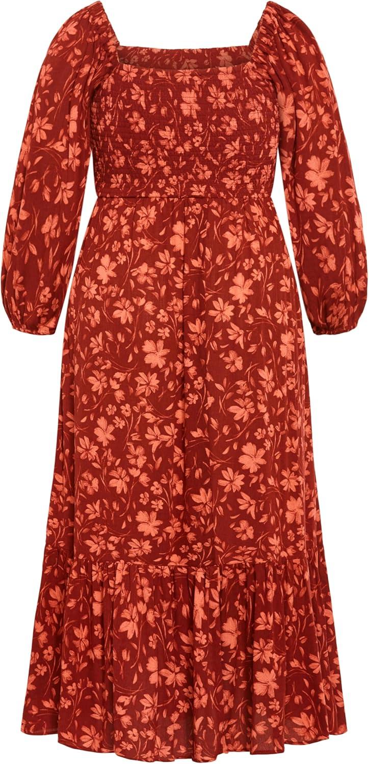 image:imageCity Chic Womens Plus Size Dress McKenzie MaxiOrange Floral