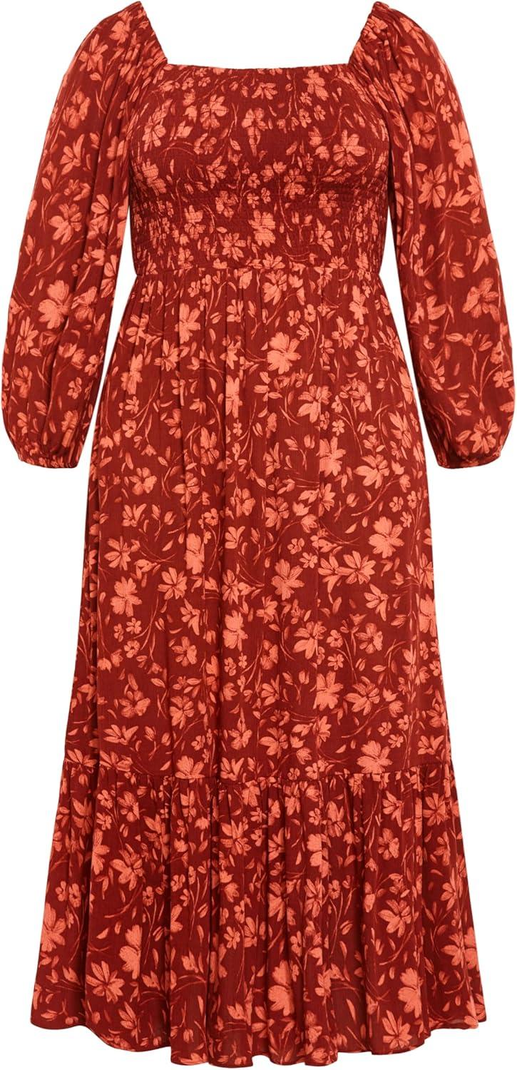 image:imageCity Chic Womens Plus Size Dress McKenzie MaxiOrange Floral