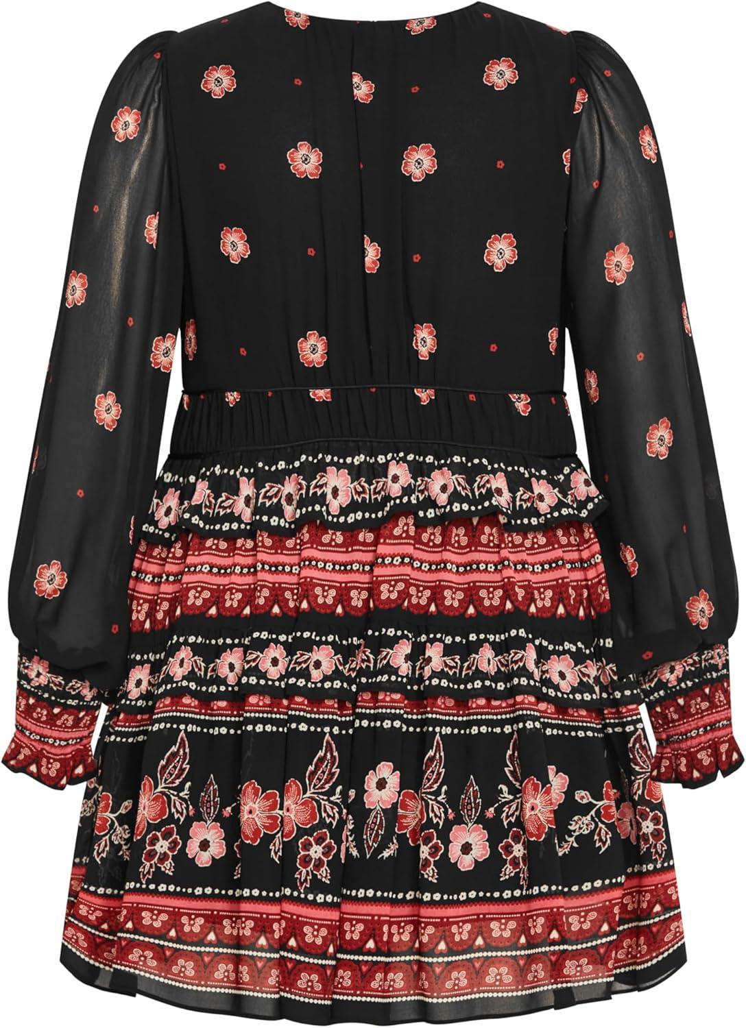 image:imageCity Chic Womens Plus Size Dress Ophelia MiniBorder Print