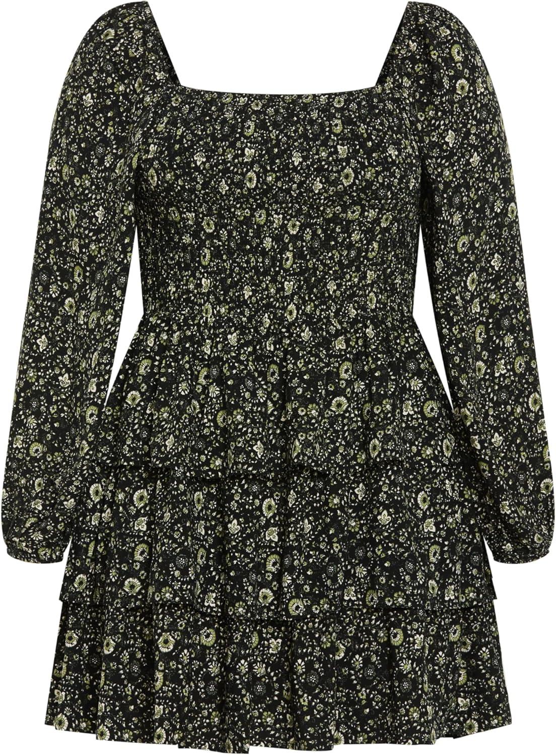 image:imageCity Chic Womens Plus Size Dress Piper Mini PrintGreen Print