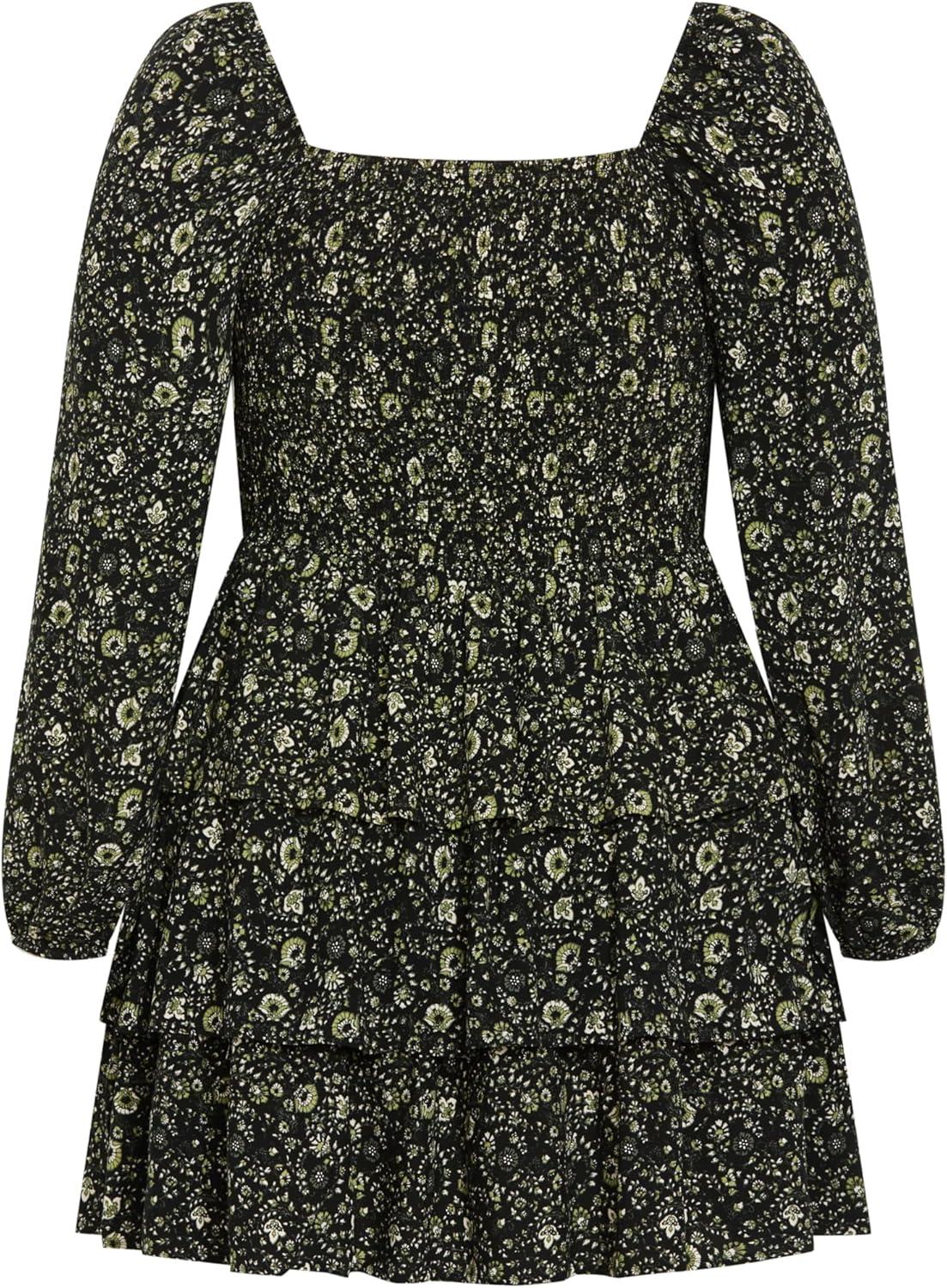 image:imageCity Chic Womens Plus Size Dress Piper Mini PrintGreen Print