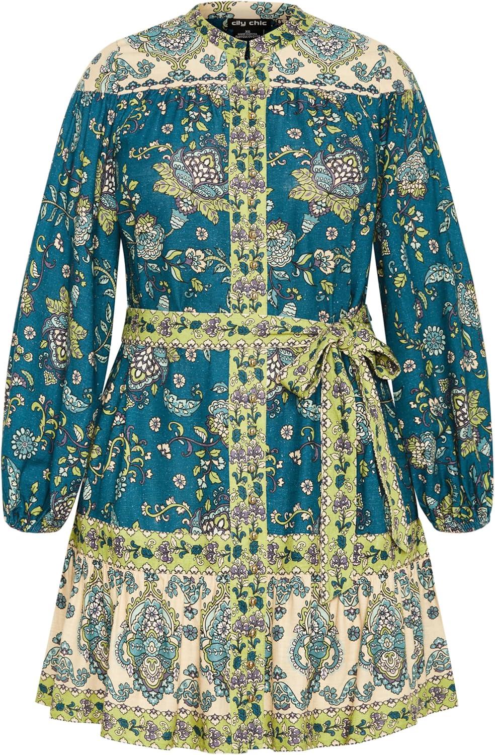 image:imageCity Chic Womens Plus Size Dress Sable MiniPrint