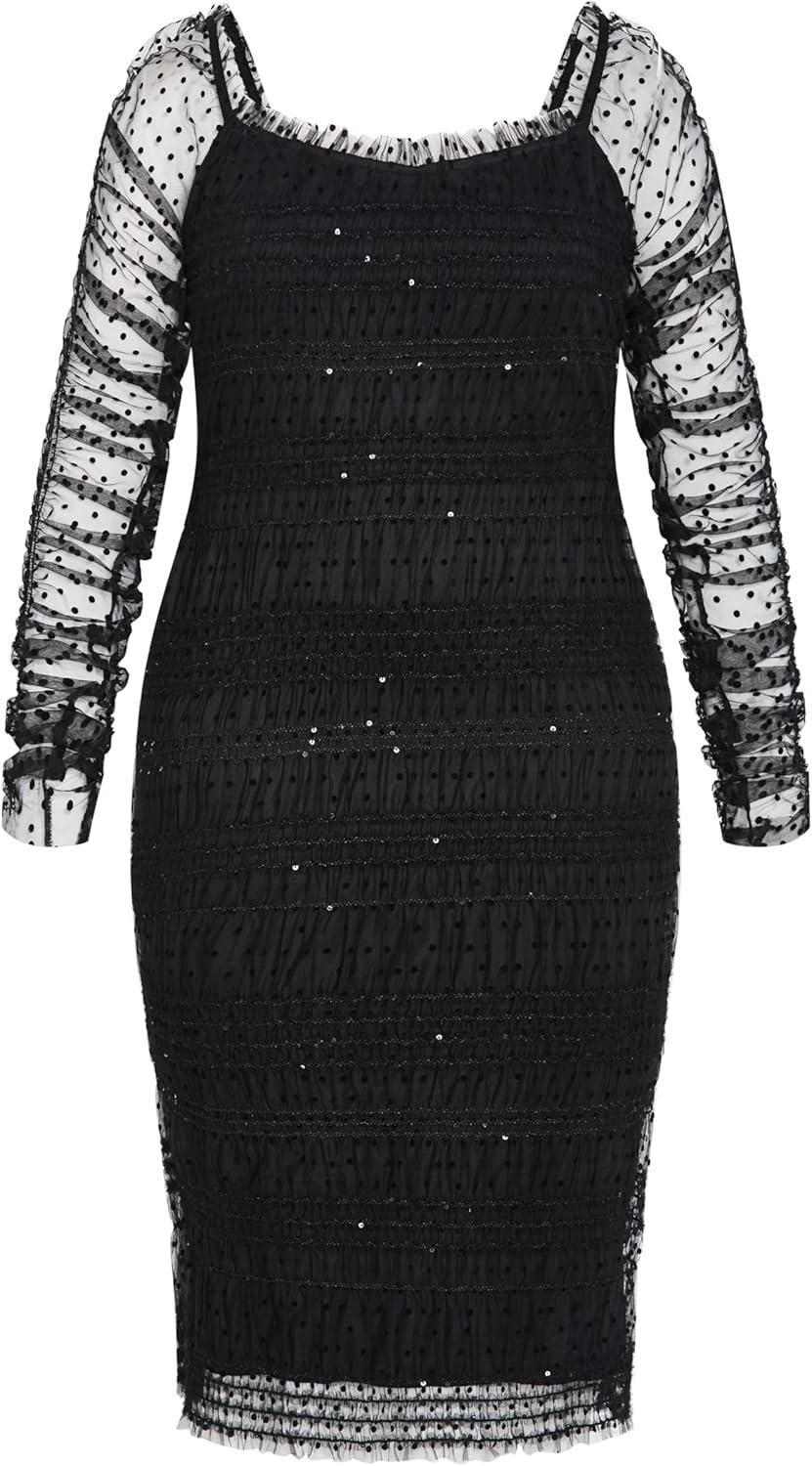 image:imageCity Chic Womens Plus Size Dress Sofie Dobby Spot MidiBlack