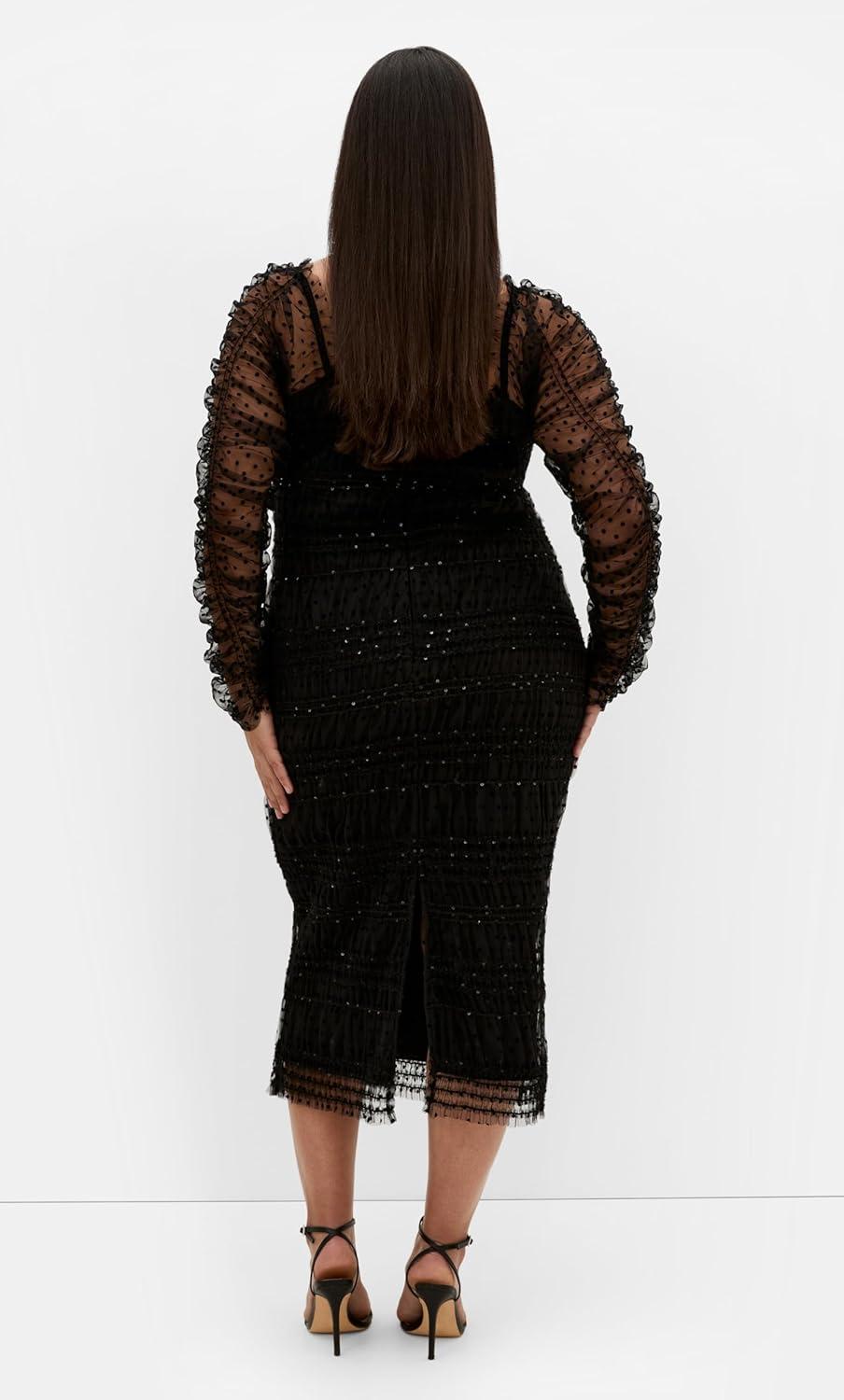 image:imageCity Chic Womens Plus Size Dress Sofie Dobby Spot MidiBlack