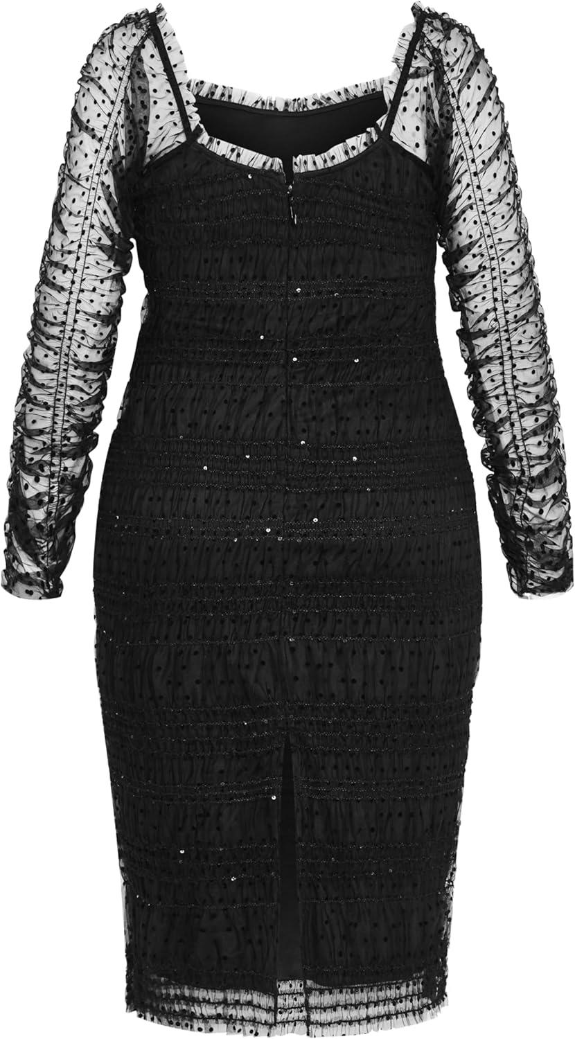 image:imageCity Chic Womens Plus Size Dress Sofie Dobby Spot MidiBlack