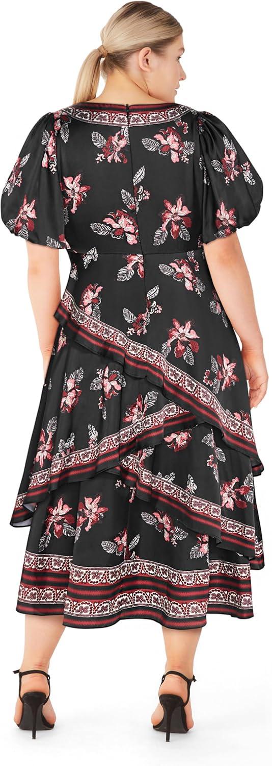 image:imageCity Chic Womens Plus Size Dress Thea Puff SleeveFloral
