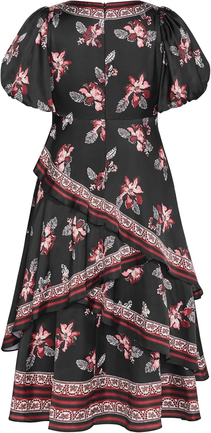 image:imageCity Chic Womens Plus Size Dress Thea Puff SleeveFloral