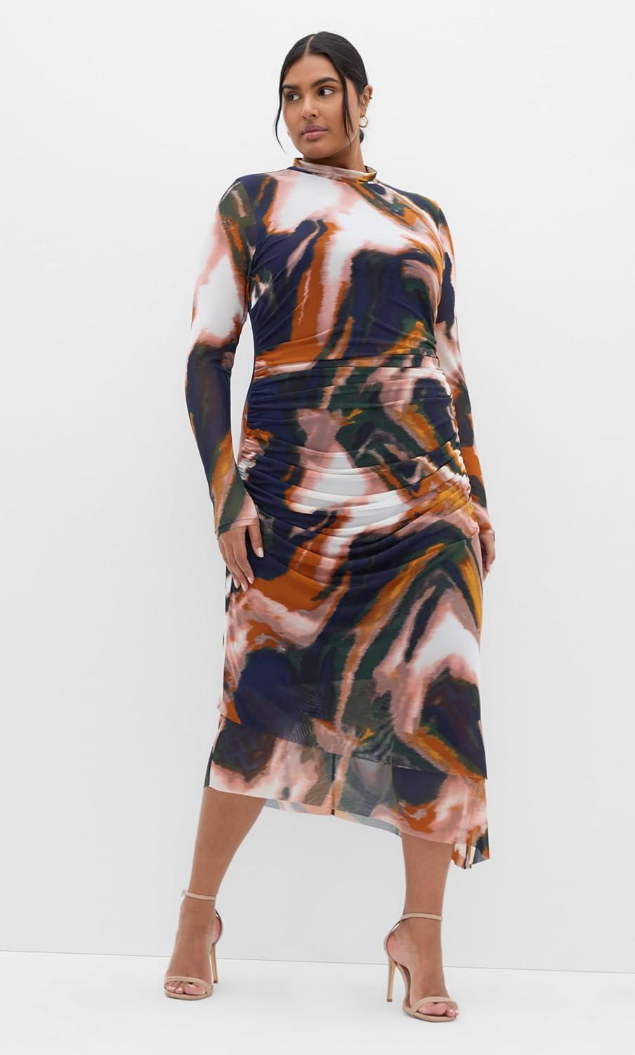 image:imageCity Chic Womens Plus Size Dress Zia Print RuchedGlaze