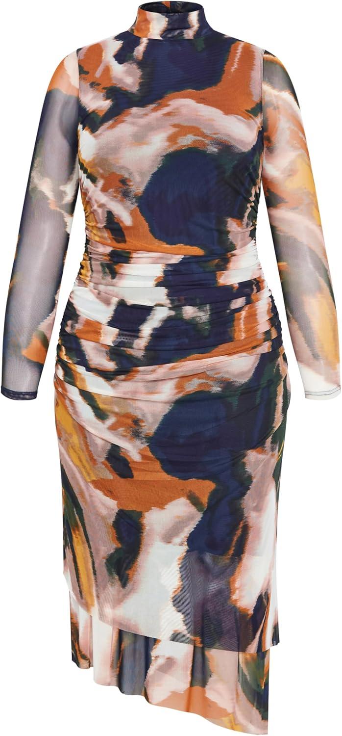 image:imageCity Chic Womens Plus Size Dress Zia Print RuchedGlaze