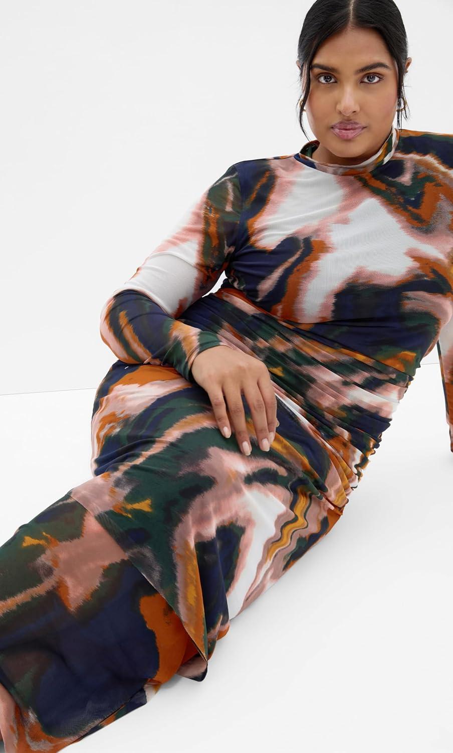 image:imageCity Chic Womens Plus Size Dress Zia Print RuchedGlaze