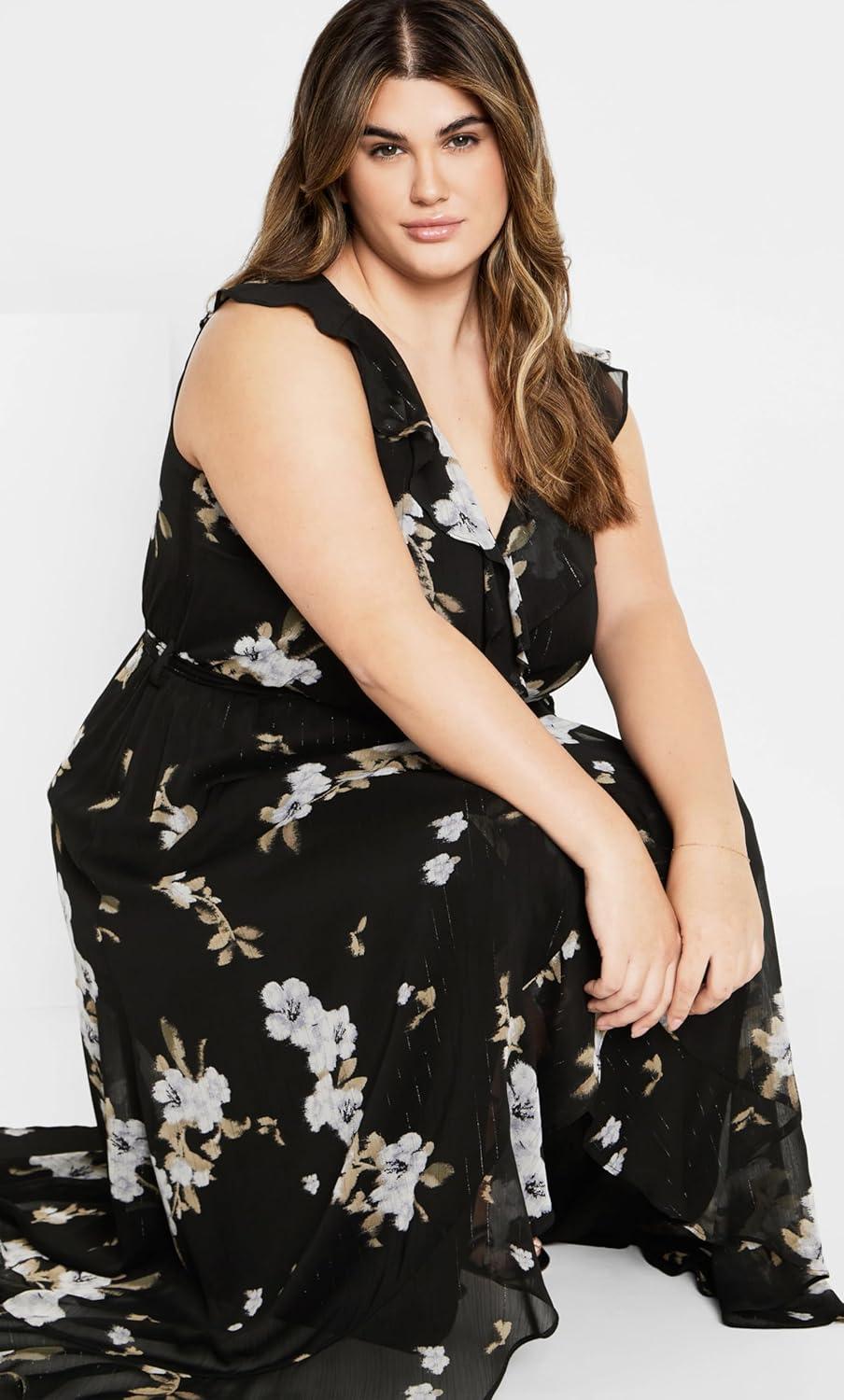 image:imageCity Chic Womens Plus Size Maxi Cocktail Dress Ella JaneWindswept Floral